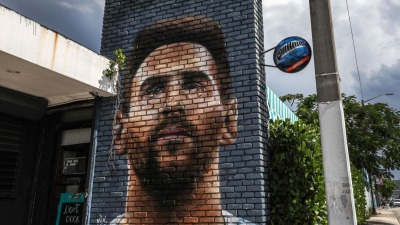 صورة جدارية للأرجنتيني ليونيل ميسي في ميامي  (Getty)