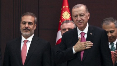 وزير الخارجية التركي الجديد هاكان فيدان برفقة الرئيس رجب طيب أردوغان