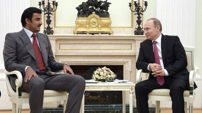أمير قطر الشيخ تميم بن حمد والرئيس الروسي فلاديمير بوتين ـ الأناضول