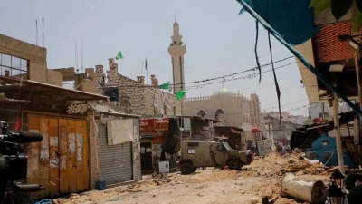 قوات الاحتلال خلال استهدافها فريق التلفزيون العربي في جنين