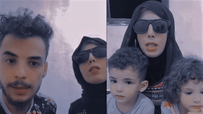 المواطنة الجزائرية برفقة طفليها وزوجها السوري (وسائل إعلام تركية)
