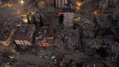 مباني مدمرة في هاتاي عقب الزلزال المدمر في 6 شباط الفائت