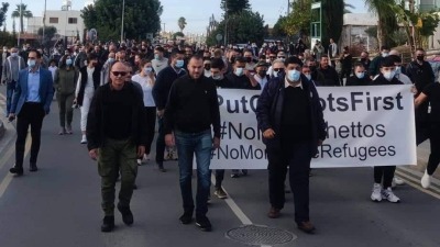 مظاهرة ضد اللاجئين في قبرص