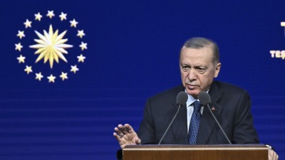أردوغان خلال كلمة ألقاها الرئيس التركي في ملتقى وقف الشباب التركي في أنقرة - الأناضول