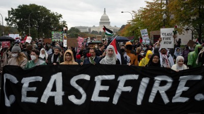 آلاف المتظاهرين في واشنطن يطالبون بوقف إطلاق النار في غزة