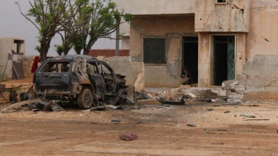 السيارة المستهدفة في بلدة كتيان غربي حلب