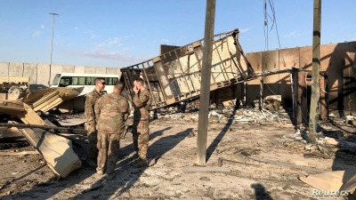 آثار القصف التي خلفها هجوم سابق على قاعدة "عين الأسد" الأميركية في العراق – 13 كانون الثاني 2019 (رويترز)