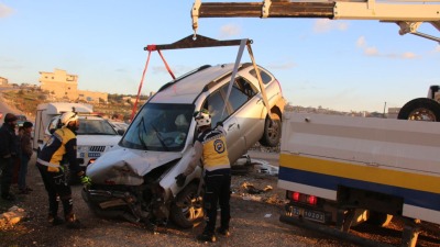 حادث سير بريف إدلب - الدفاع المدني
