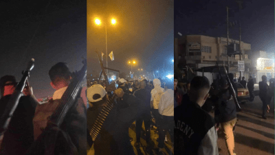 مسلحون في اشتباكات دارت مساء الإثنين في بغداد (مواقع التواصل الاجتماعي)