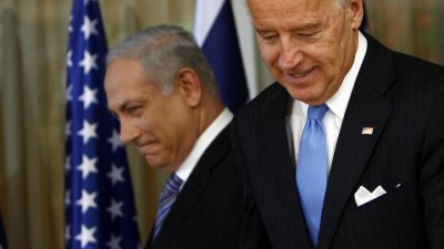الرئيس الأميركي جو بايدن وخلفه رئيس إسرائيل بنيامين نتنياهو - المصدر: الإنترنت