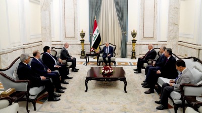 خلال استقبال الرئيس العراقي وفد حكومة النظام السوري في بغداد - 17 كانون الثاني 2024 (واع)