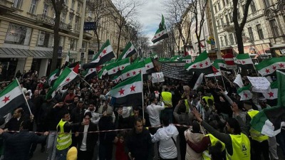 مظاهرة لسوريين في النمسا بمناسبة ذكرى الثورة - (فيس بوك - قصي سلماوي)