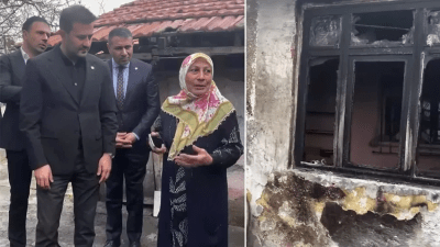رئيس حزب الجيد في أنقرة عاكف ساربر أوندر يزور منزل العائلة التركية