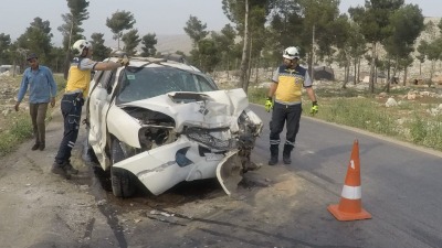 حادث سير على طريق الغزاوية غربي حلب - الدفاع المدني
