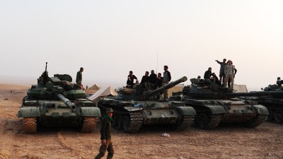 عناصر من الميليشيات الموالية للنظام قرب البوكمال شمال شرقي سوريا ـ AFP